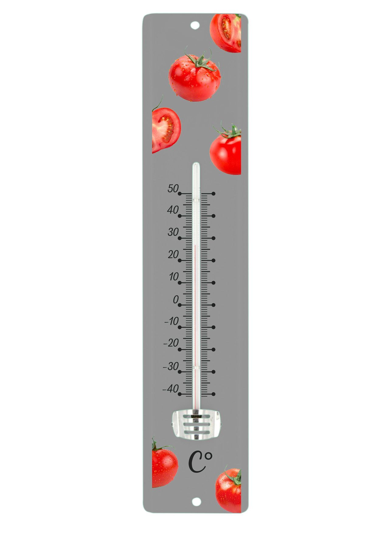 Thermomètre tôle peinte 30 cm tomates