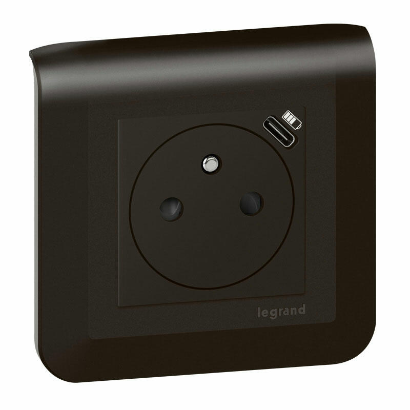 Prise de Courant USB Compet Type C Noir