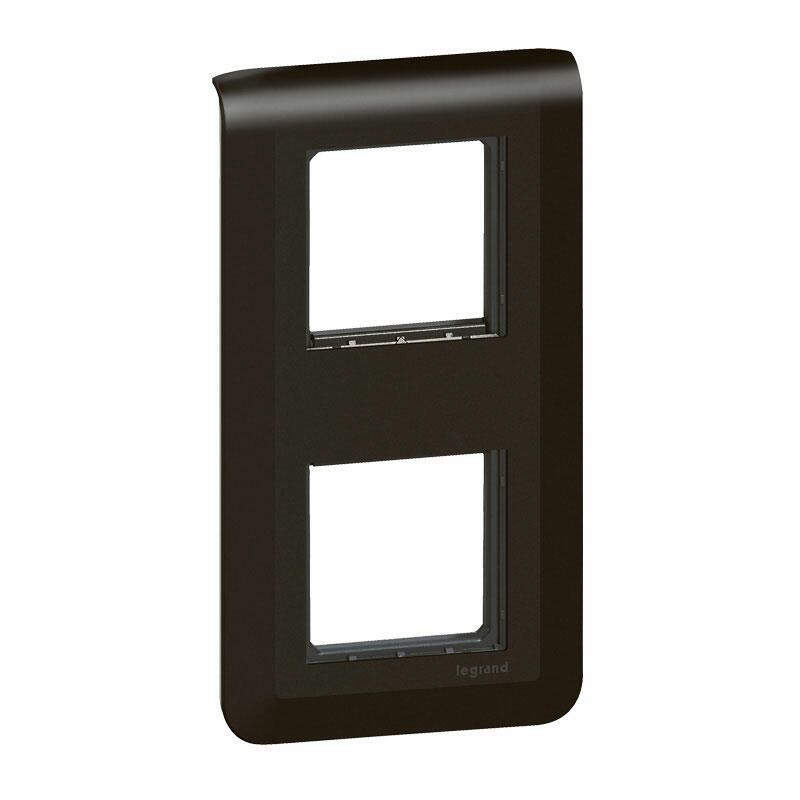 Plaque + Support Mosaic Composable 2x2 Modules Vertical Entraxe 71mm Noir