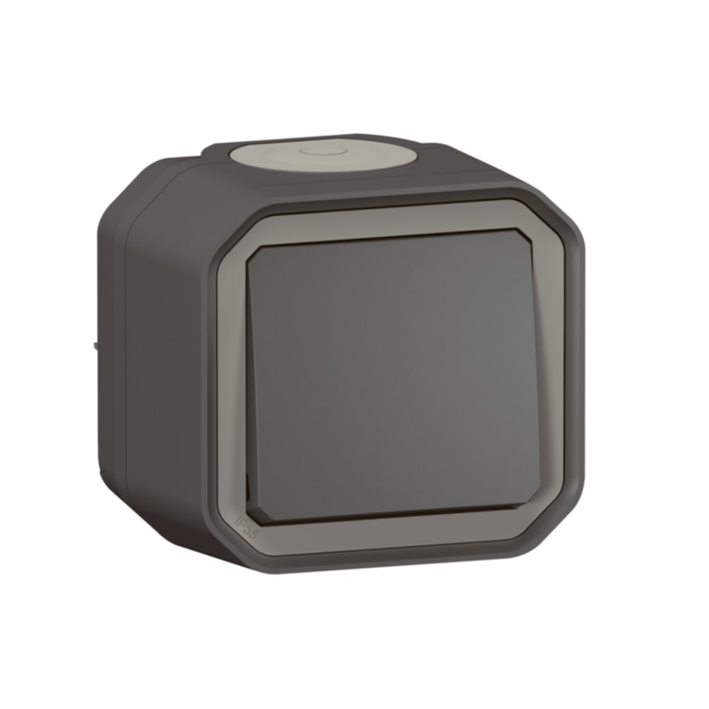 Poussoir NO Plexo complet saillie anthracite 10A - LEGRAND