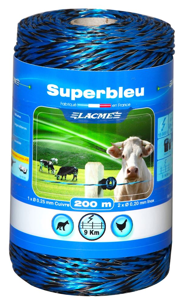 Fil clôture Superbleu 200m bobine