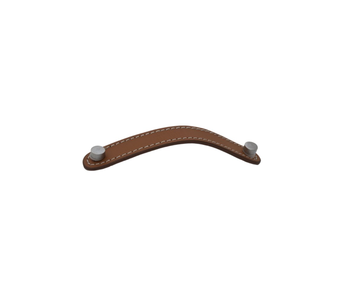 Poignee cuir marron clair entraxe 96 mm Longueur 140 mm