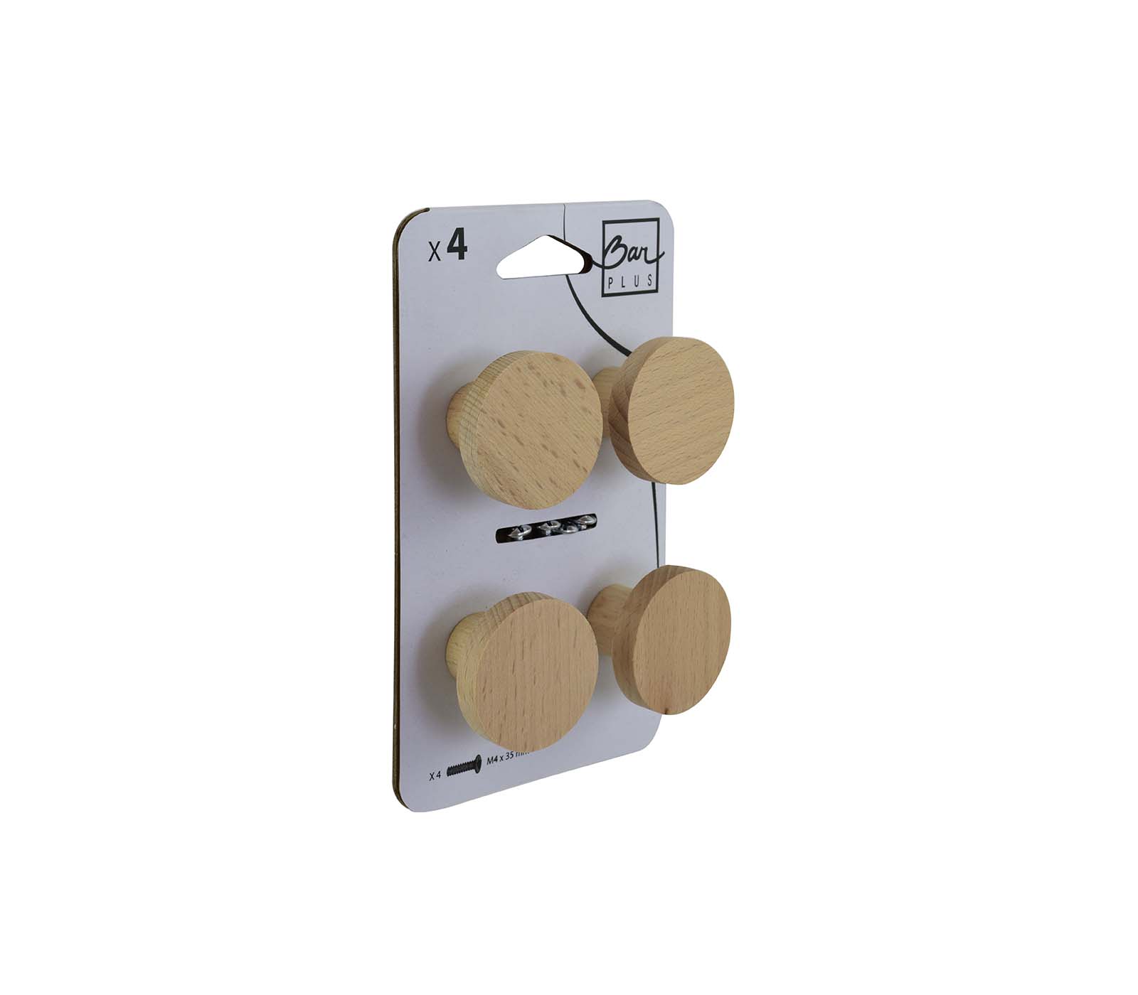 Set de 4 boutons de meuble rond bois clair - BAR PLUS