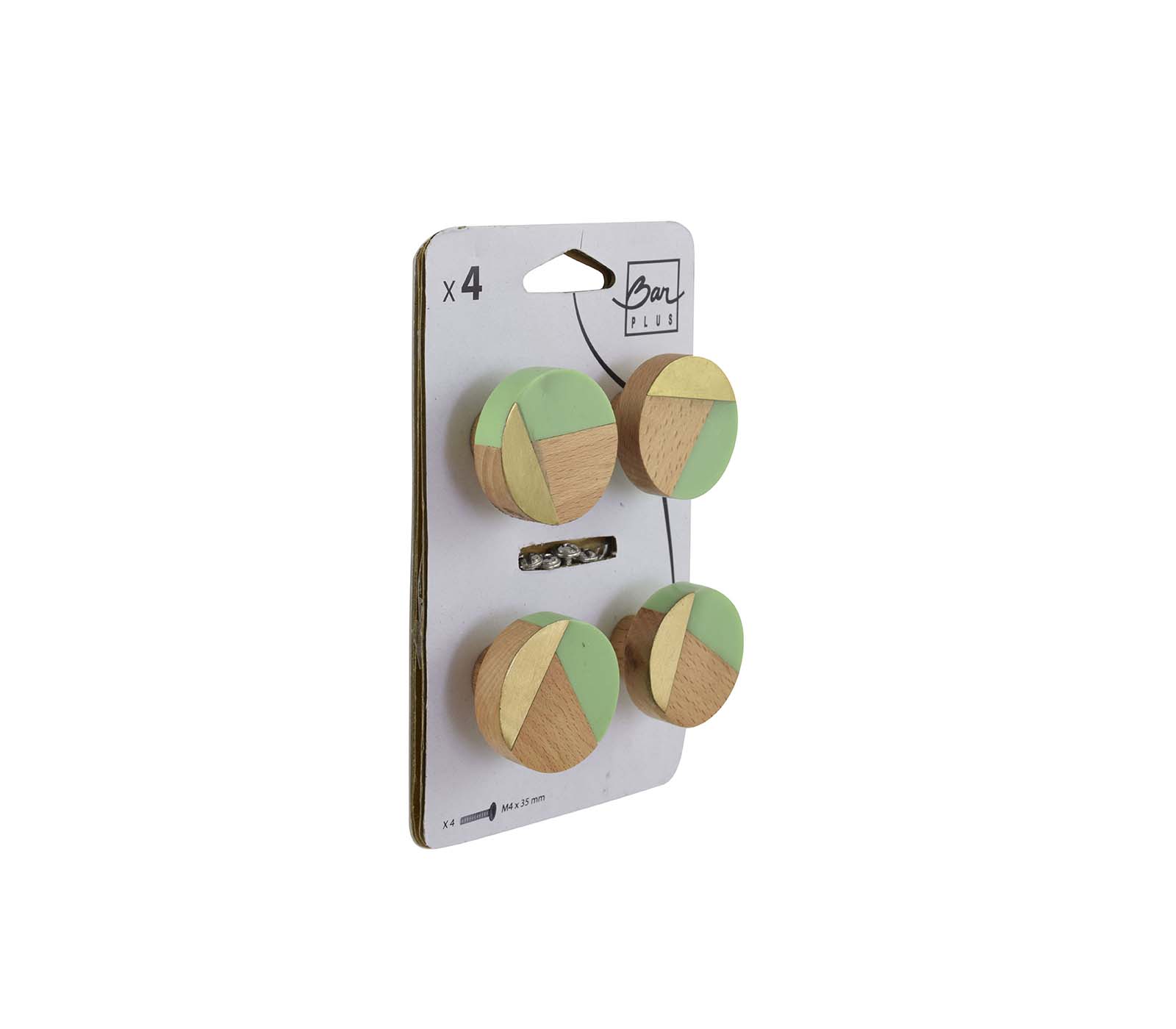 Set de 4 boutons de meuble rond vert résine - BAR PLUS