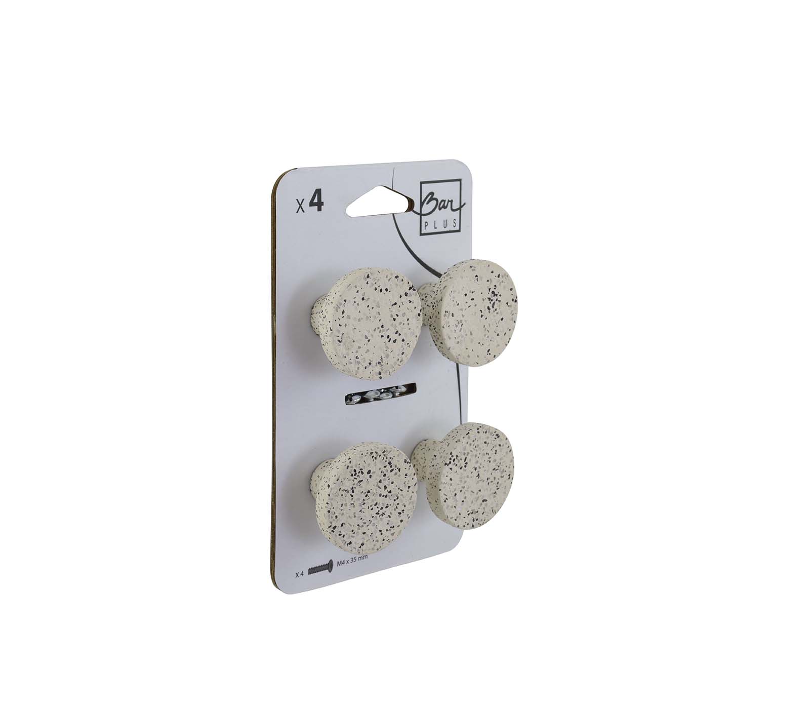 Set de 4 boutons de meuble rond ciment moucheté - BAR PLUS