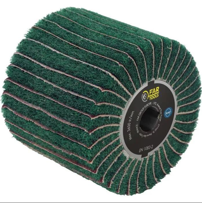 Brosse fibre synthétique et lamelles abrasives Ø120mm/L100mm