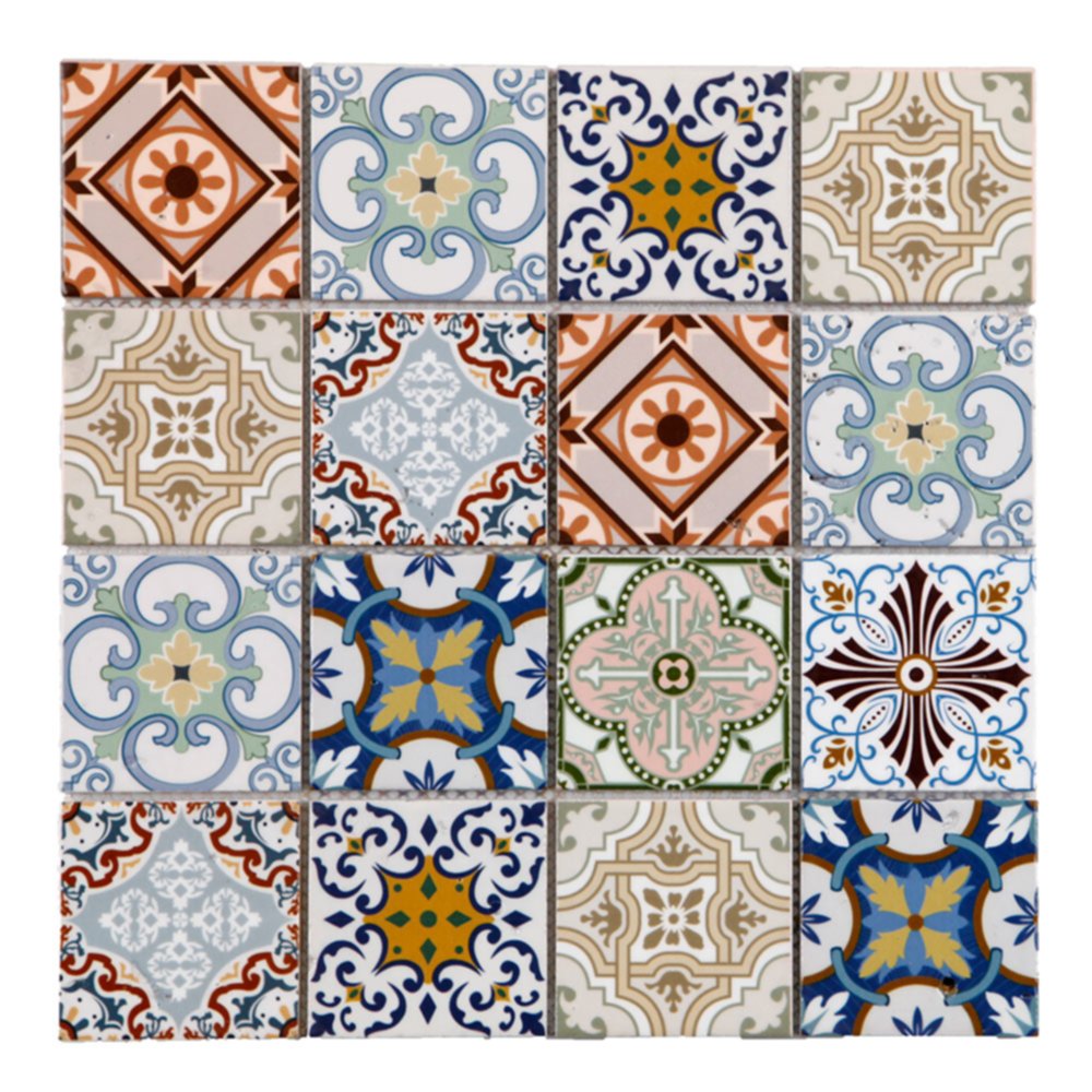 Mosaïque Bada travertin pierre naturelle 29,7x29,7x0,8cm multicolore