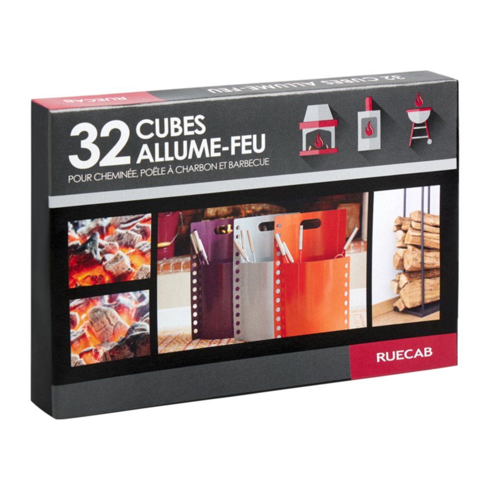 Allume-feu blanc 32 cubes - RUECAB