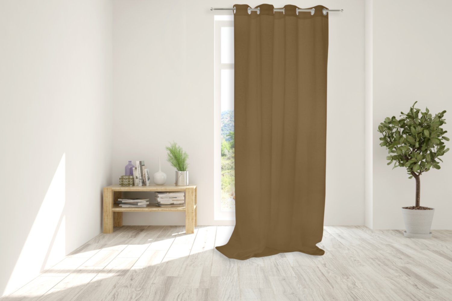 Rideau aspect Shantung Esmeralda 140x240cm Café