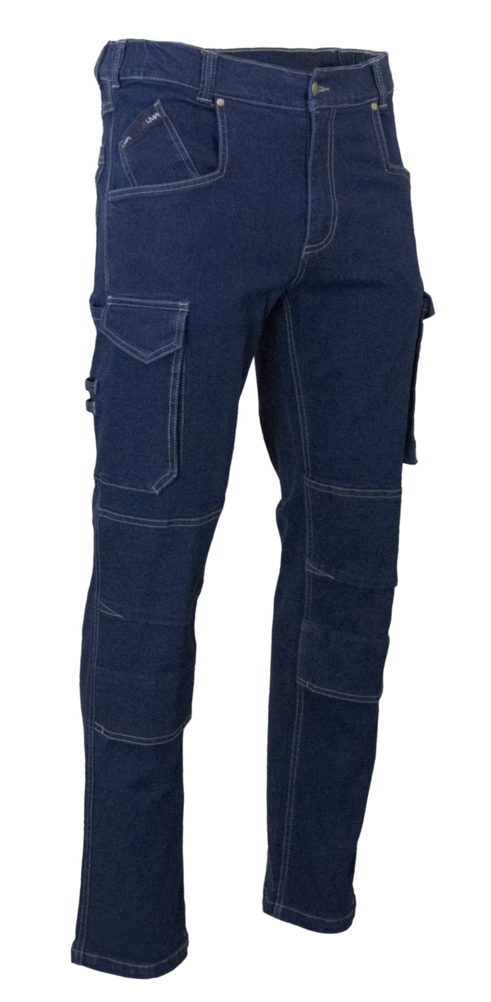 Pantalon denim avec poches genouillères BLEU DENIM T42