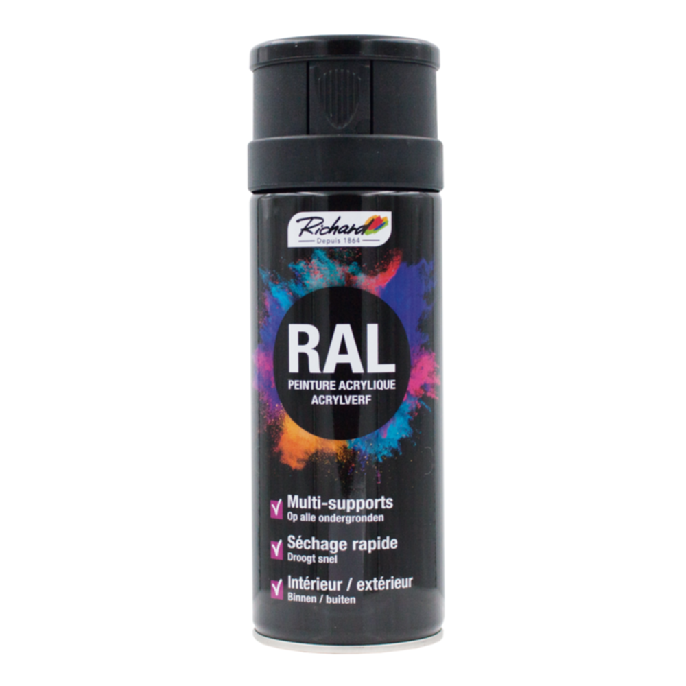 Aérosol peinture acrylique Ral 9005 Noir Brillant 400ml    