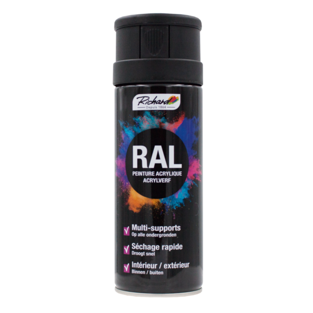 Aérosol peinture acrylique Ral 9005 Noir Mat 400ml         