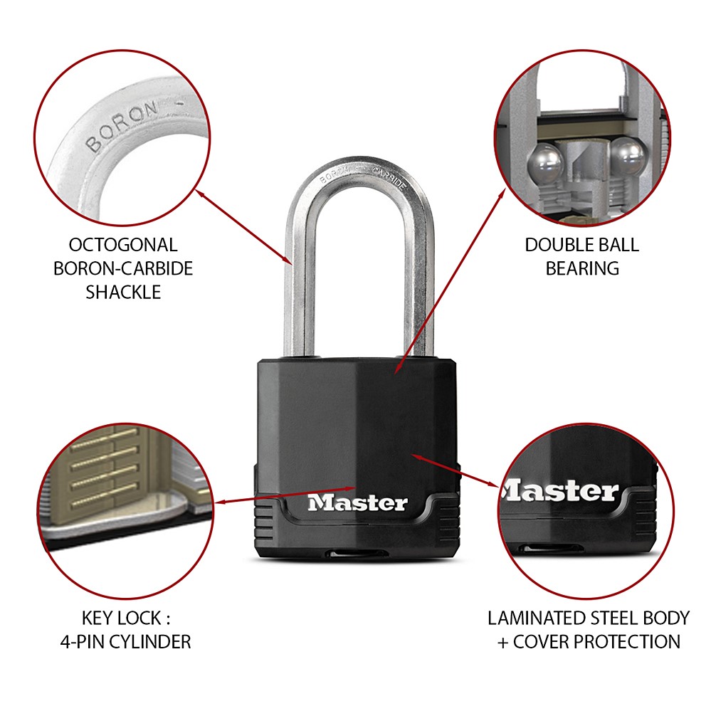 Cadenas Excell® en acier laminé l.54 mm et anse H.51 mm - MASTER LOCK