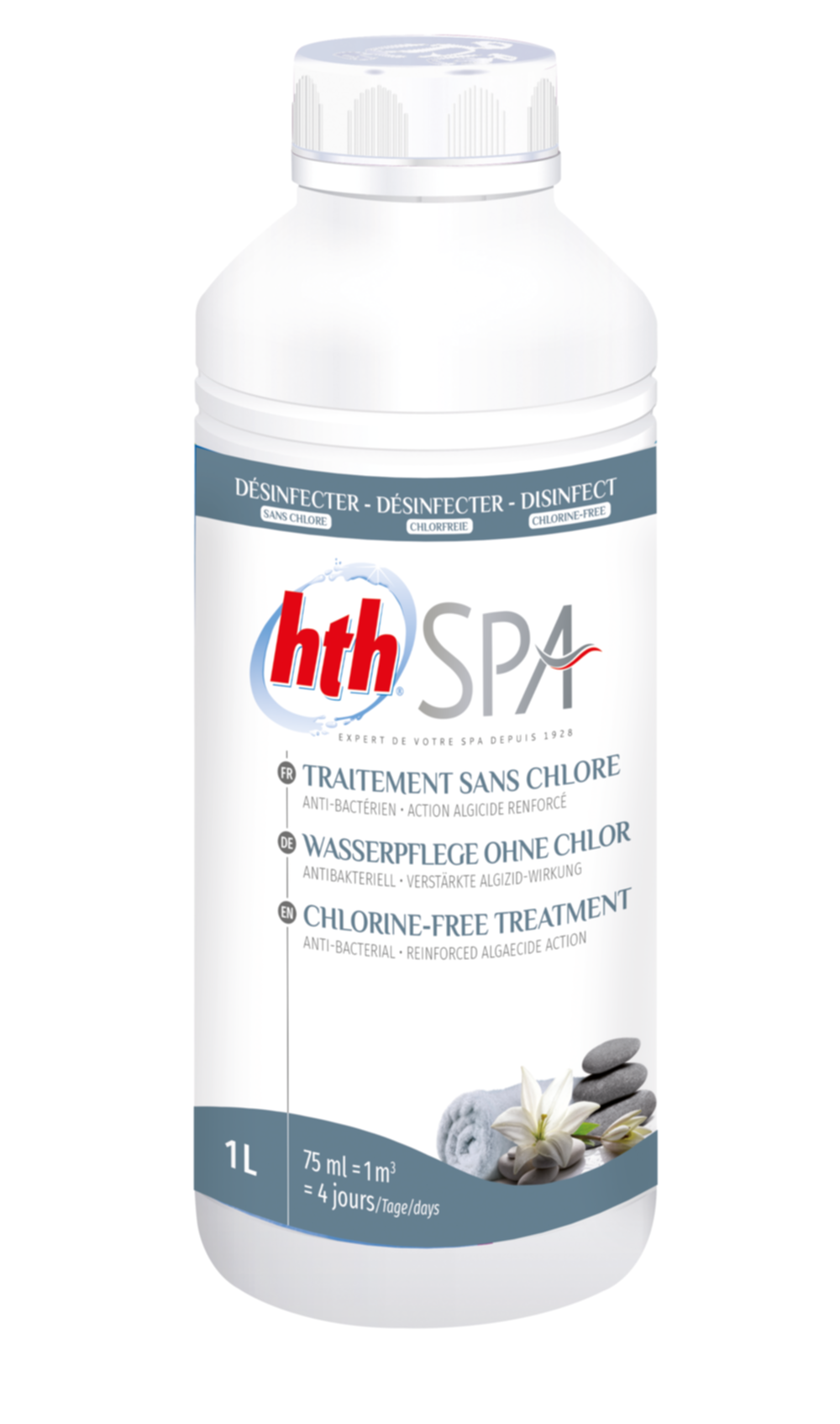 Traitement liquide sans chlore 2 en 1 pour Spa 1 L-HTH SPA