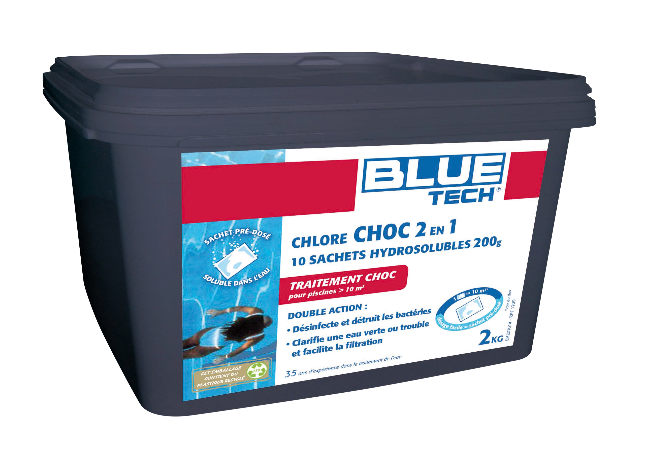 Chlore choc 2 en 1 sachets hydrosolubles 200g 2kg