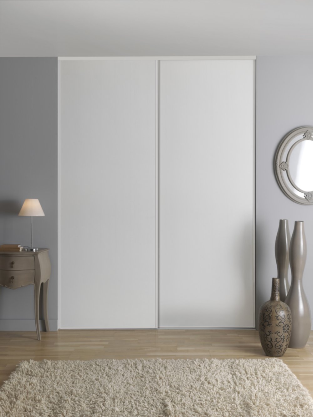 Portes de placard coulissantes 120x250cm Blanc - OPTISSIMES