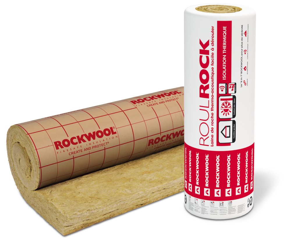 Rouleau laine de roche Roulrock Kraft Ep.20cm 24x120 R=5,10 - ROCKWOOL