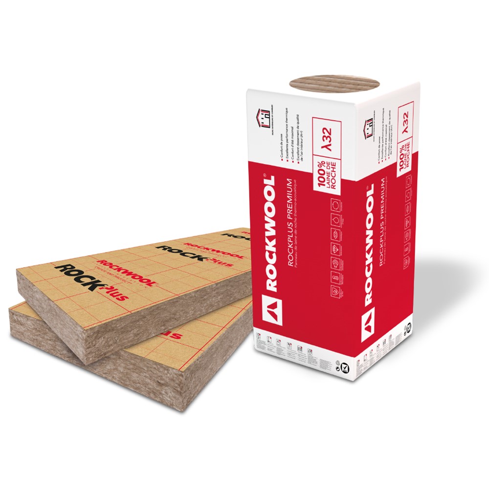 Panneau laine de roche Rockplus Premium Kraft Ep.10,1cm 1,35x0,6m R=3,15 - ROCKWOOL