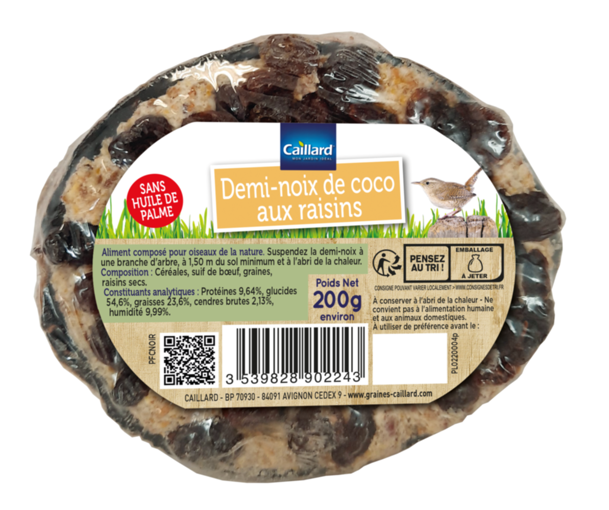 Demi noix de coco aux raisins oiseaux de la nature 200gr