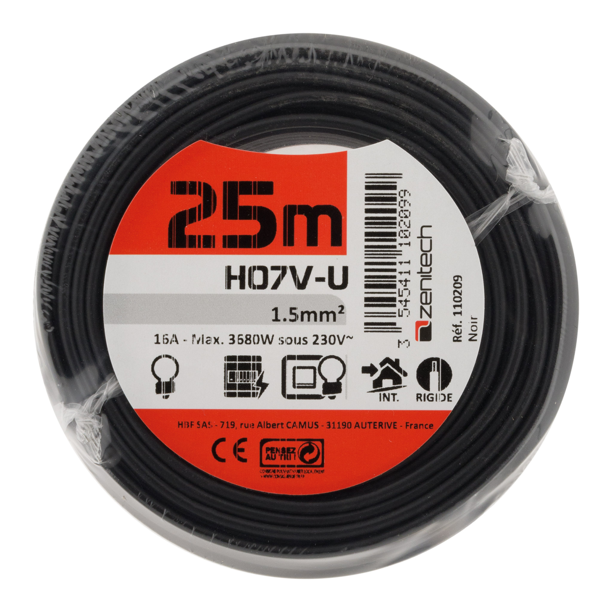 Cable ho7vu 1.5 noir 25m - PLASTO