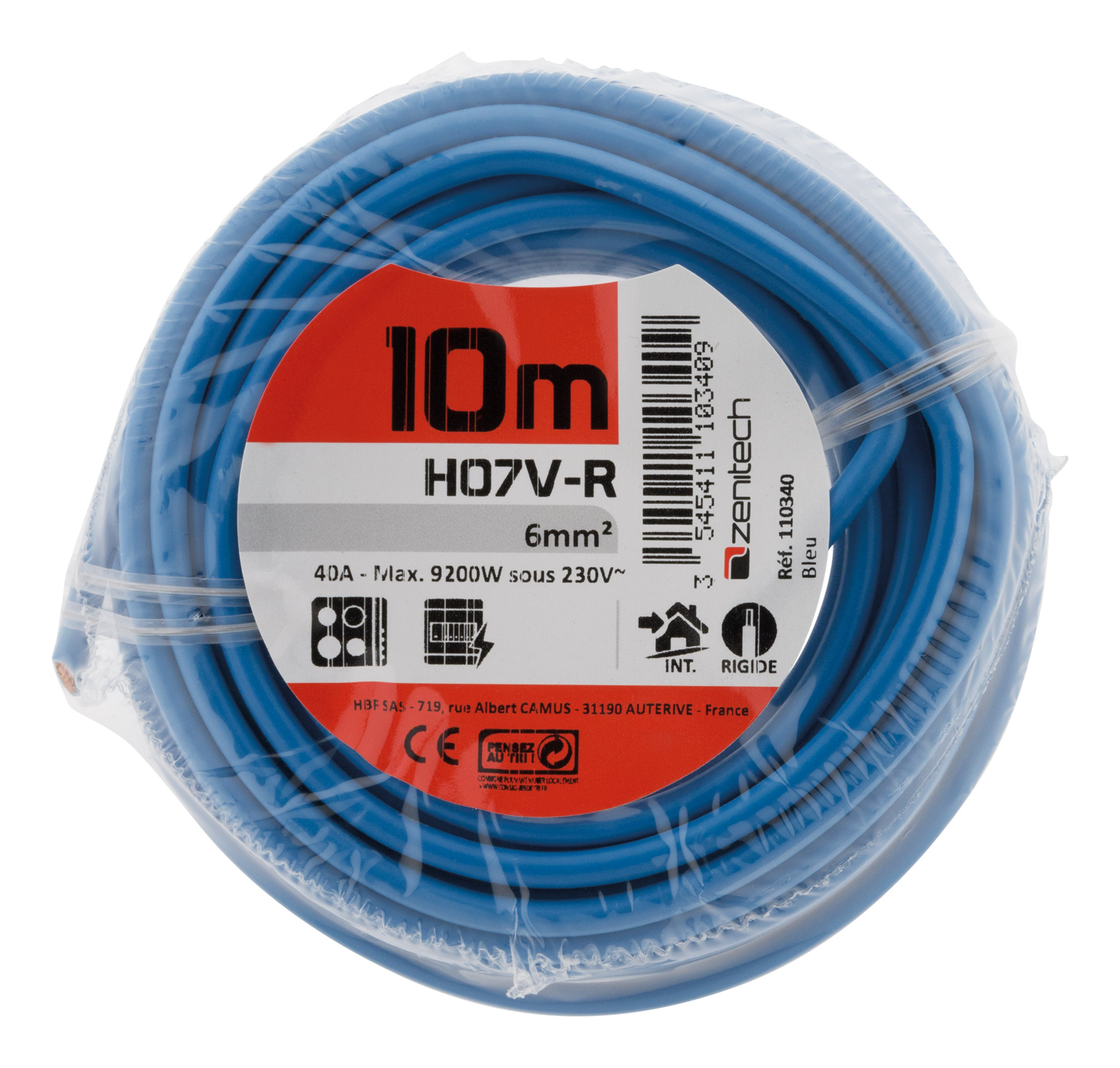 Cable ho7vr6 bleu 10m - plasto - INOTECH