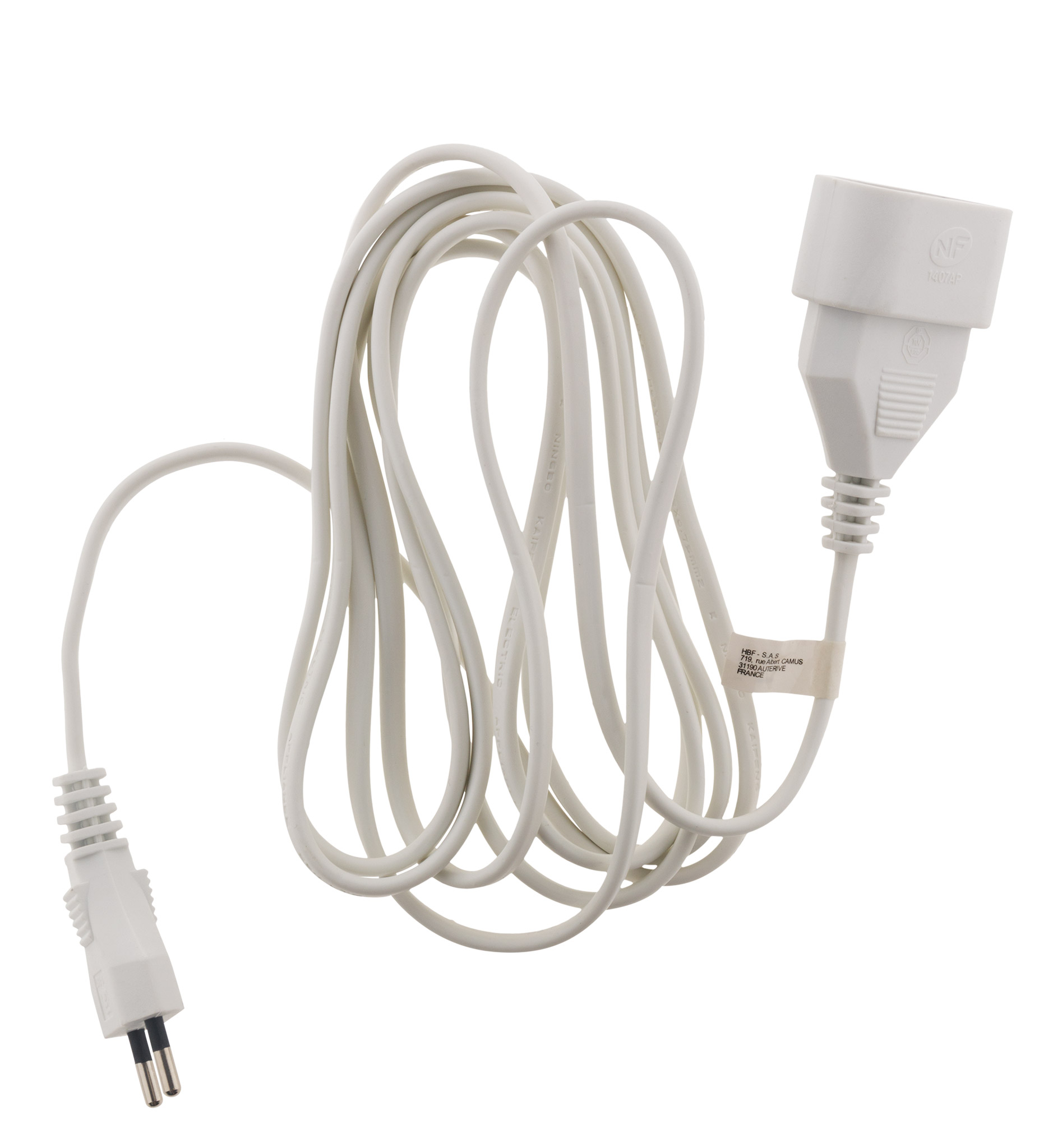 Rallonge électrique ménager HO3VVH2F 6A 2 m blanc - ZENITECH