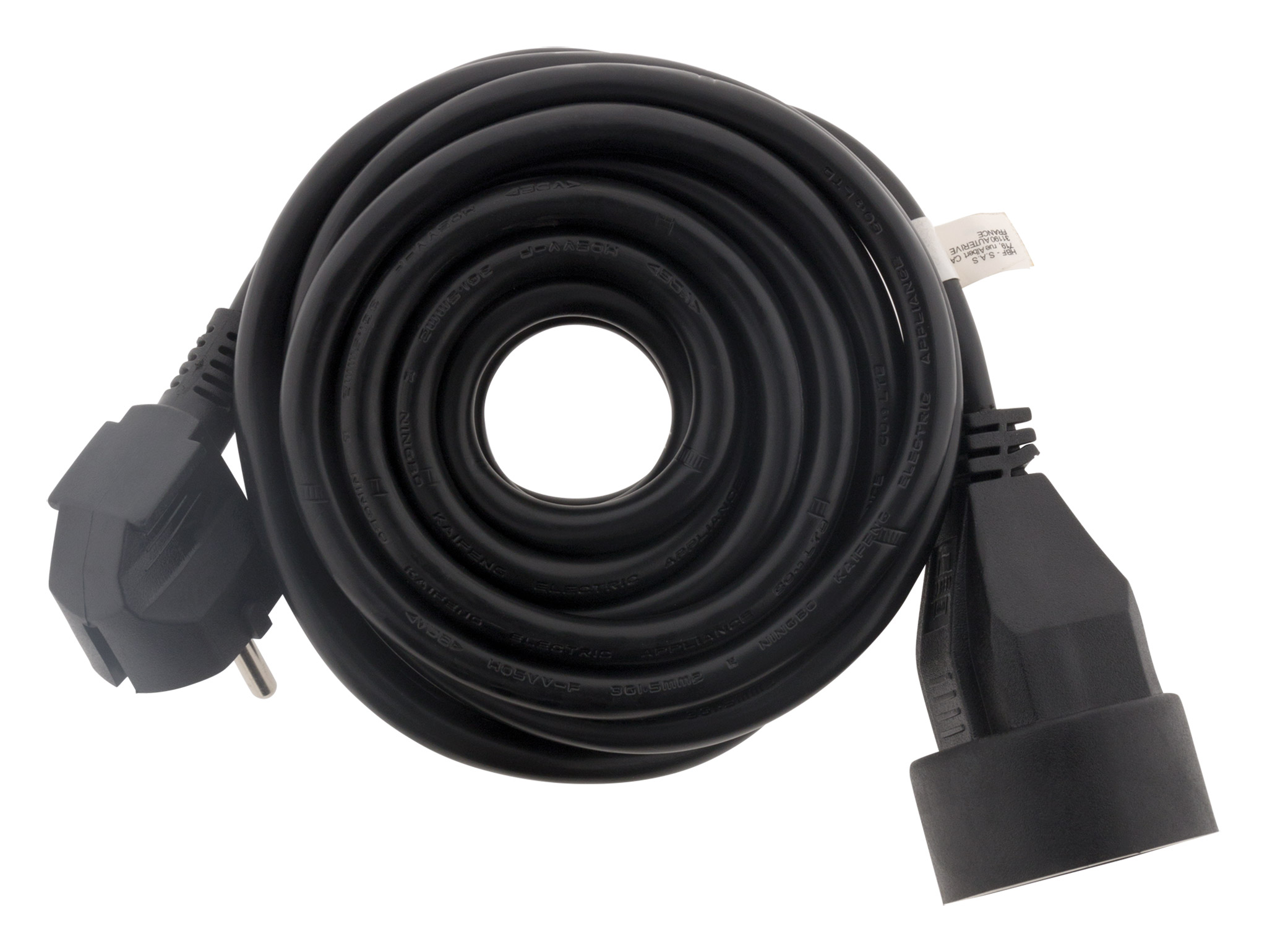 Rallonge électrique ménager 16a 2P+T ho5vv-f 3g1,5mm² noir 5m