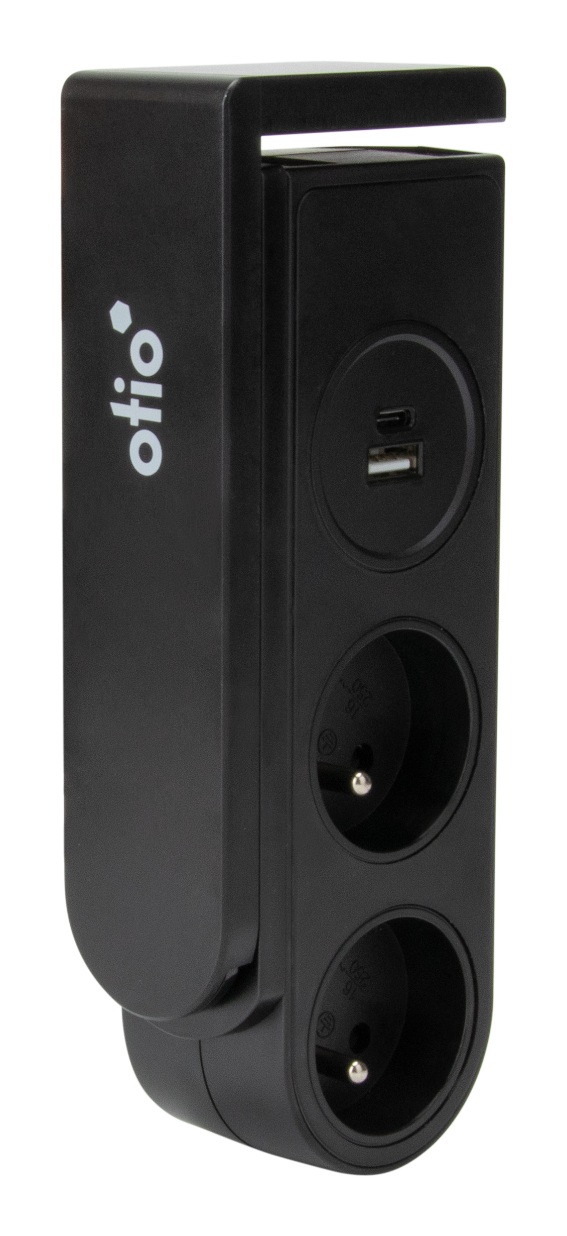 Bloc gekko clipsable 2 prises + 2 USB noir