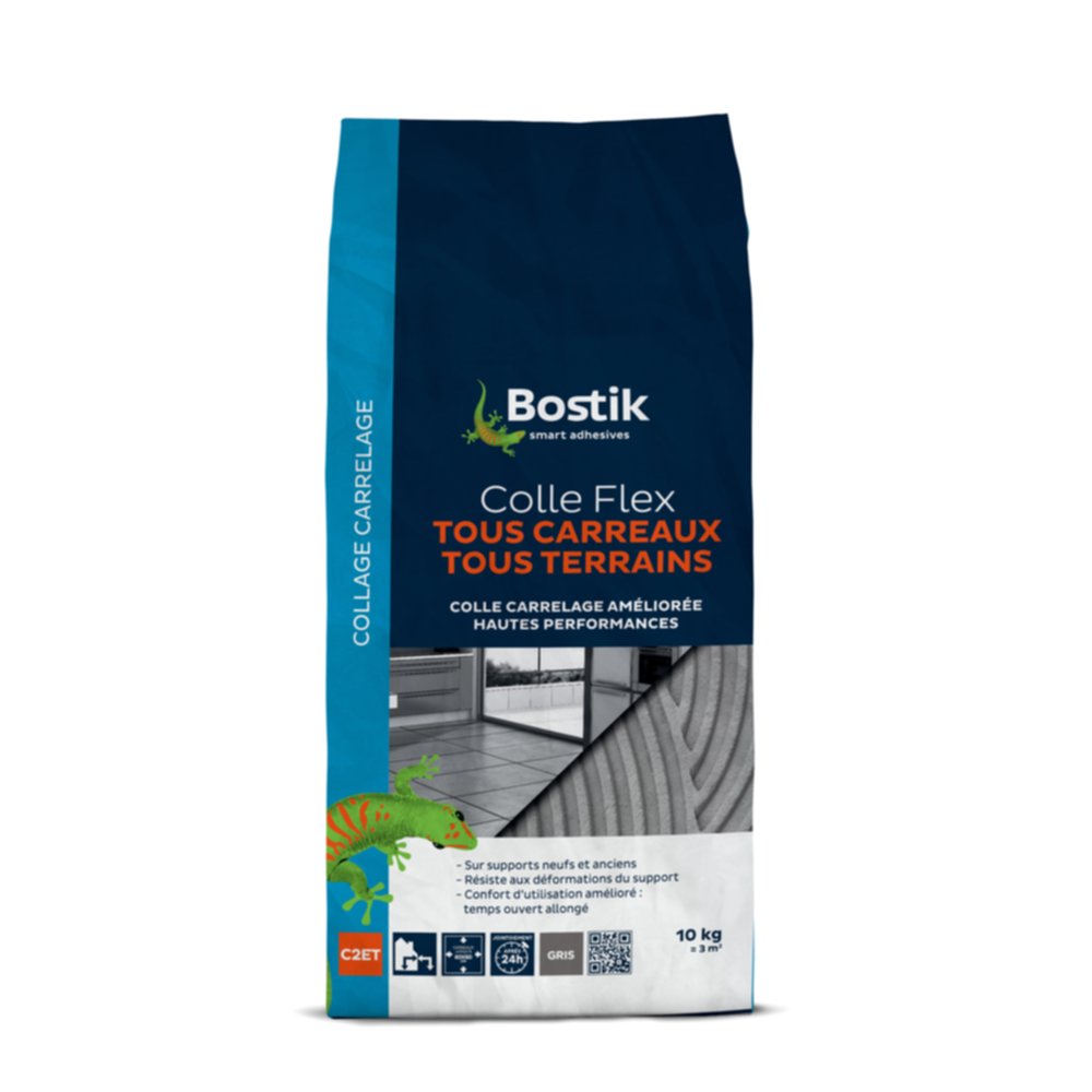 Colle Tous Carreaux-Tous Terrains-Gris et Blanc c2et 10kg - BOSTIK