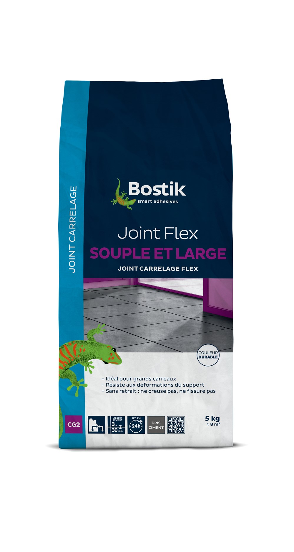 Joint flex souple et large 3 à 30mm gris argente 5 kg