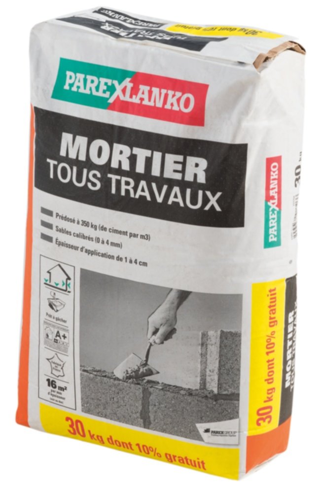 Mortier travaux 30kg dont 10% gratuit - PAREXLANKO