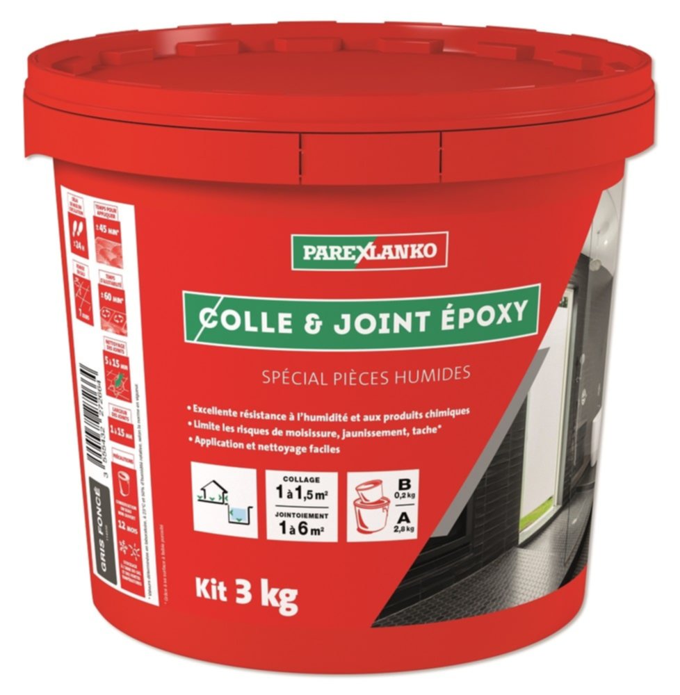 Colle & joint époxy gris foncé 3kg - PAREXLANKO