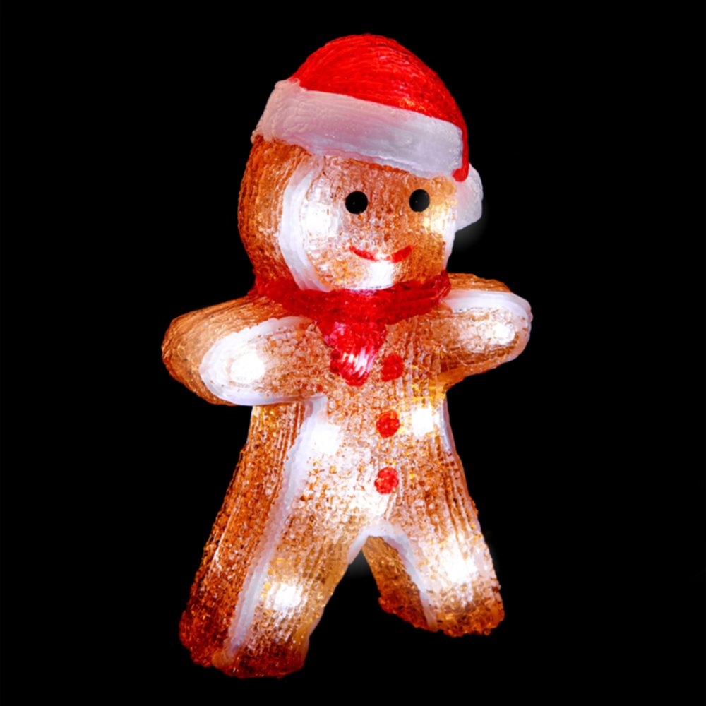 Bonhomme en Pain d'Épices Décoration de Noël extérieure H.21cm 20 LED fixes