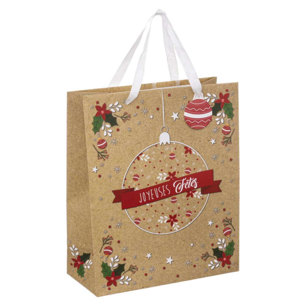 Sac Cadeau Noël kraft 26,1x12,8x32,4cm