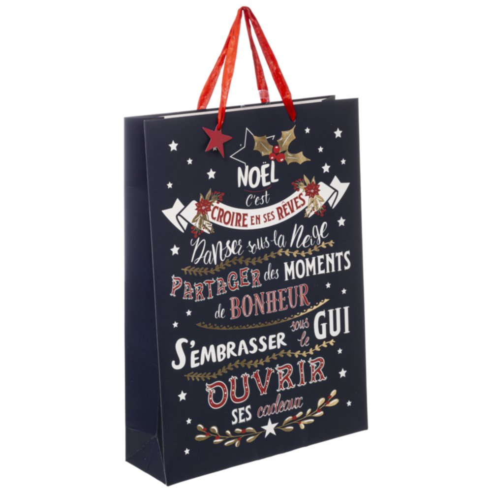 Sac Cadeau Noël noir 33x10,2x45,5cm