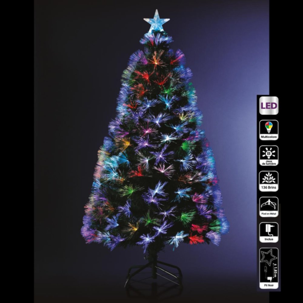 Sapin de Noël artificiel LED multicolore Vert 120cm