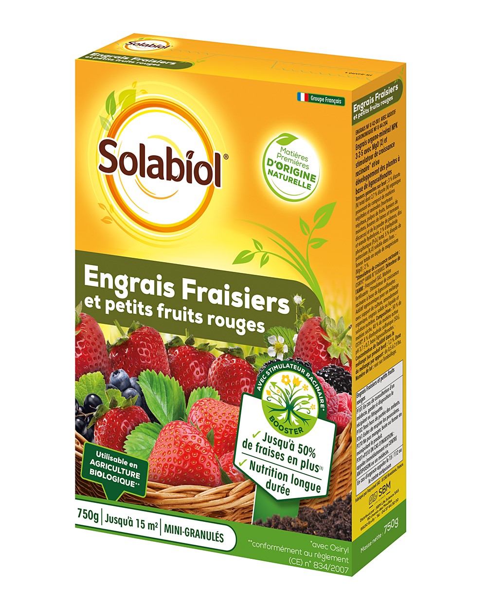 Engrais fraisiers et petits fruits 750gr - SOLABIOL