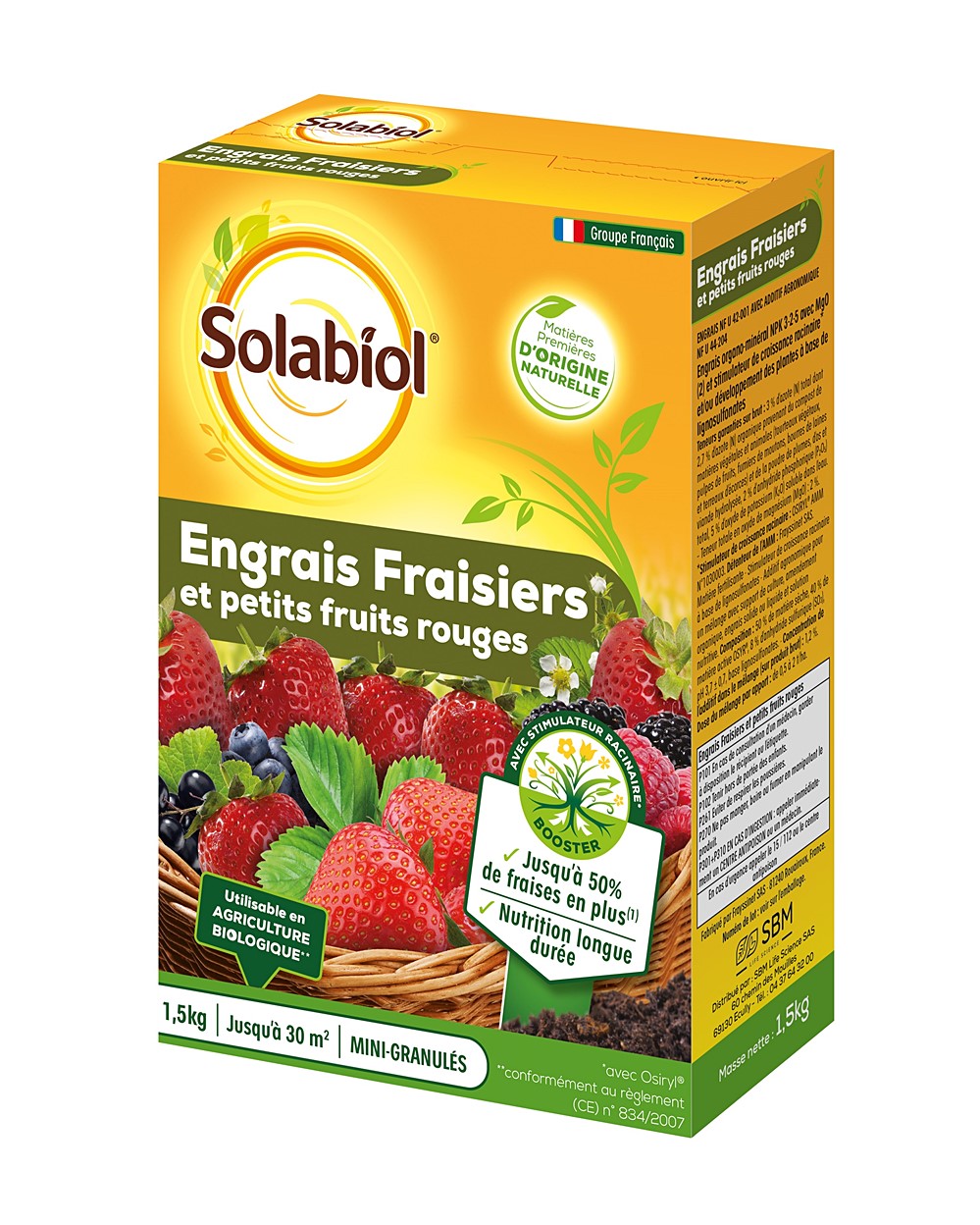 Engrais fraisiers et petits fruits 1,5kg - SOLABIOL