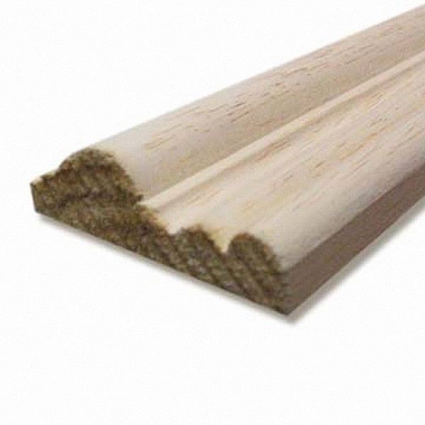 Moulure encadrement bois exotique blanc. Section : 7 x 28 mm Longueur : 228 cm