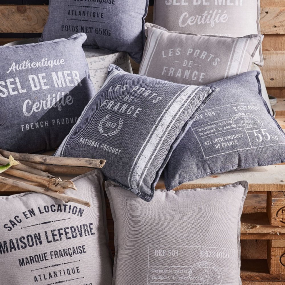 Coussin French Port 40 x 40 cm coton chambray assortiment - TODAY