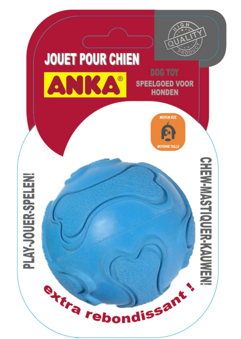 Jouet Chien Balle Caoutchouc Dure Extrabounce Medium Ø7,5cm - ANKA