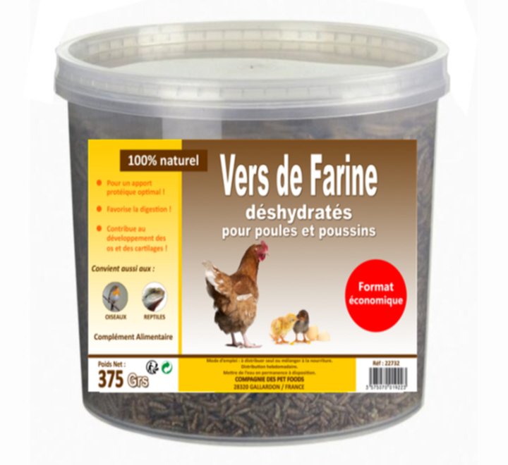 Aliment Volaille Vers de Farine 375gr