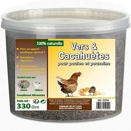 Aliment Volaille Vers de Farine Cacahuète 330gr