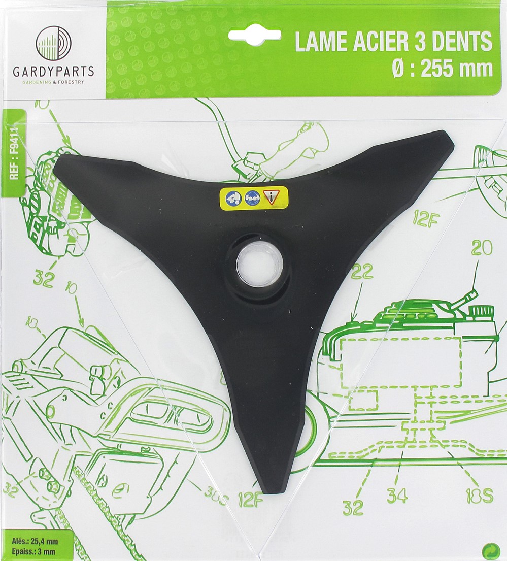 Lames débroussailleuses 3 dents acier - GARDY PARTS