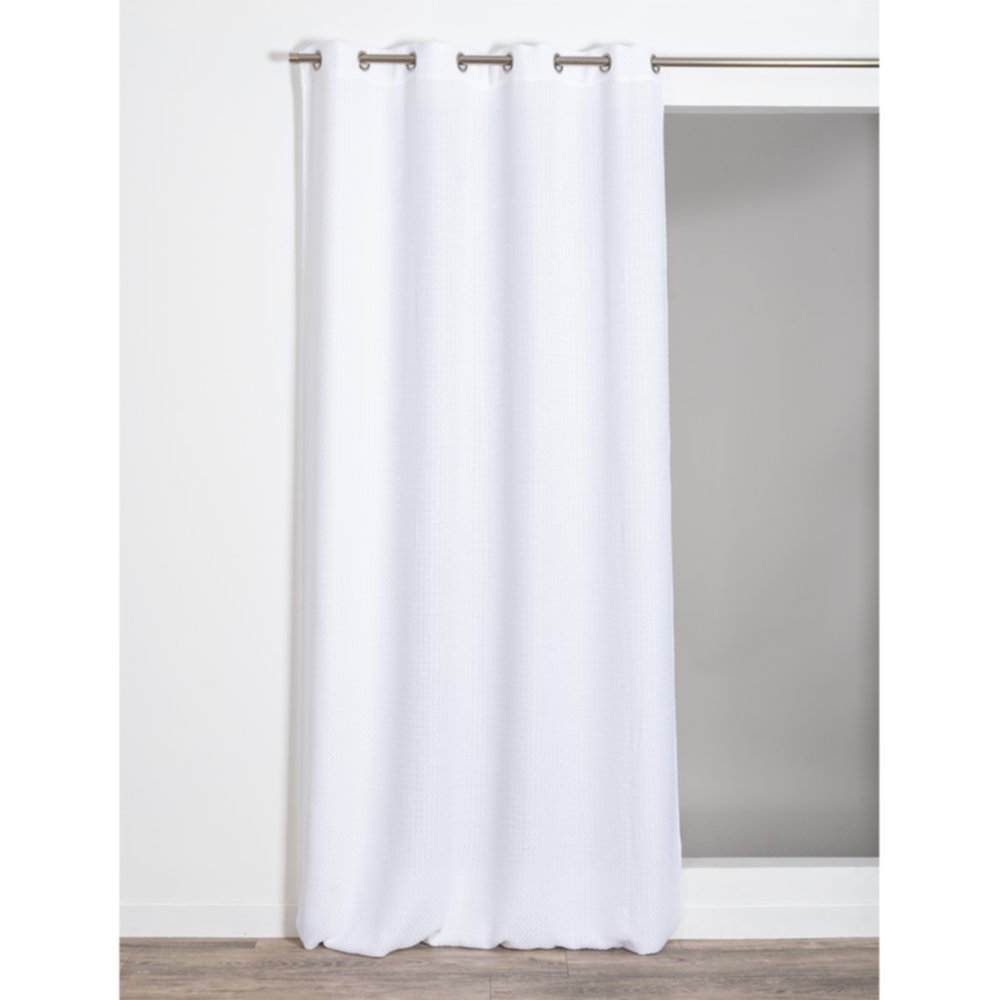 Rideau effet gros tissage blanc 140x260cm Calvi 100% polyester - ROCLE