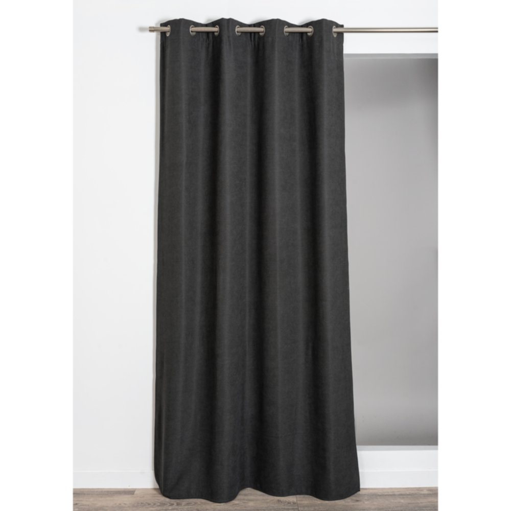 Rideau thermique doublure polaire anthracite 140x260cm Luna 100% polyester - ROCLE