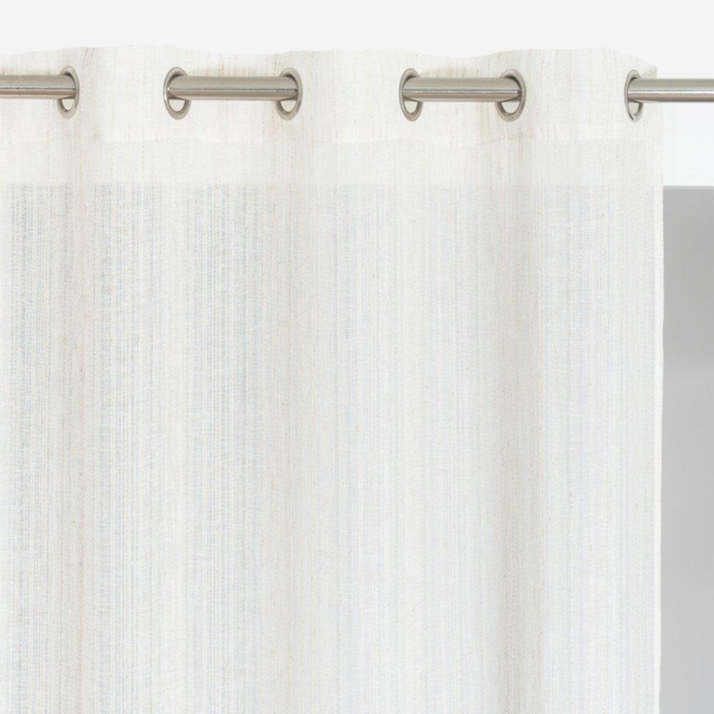 Voilage aspect lin avec rayures verticales 100% polyester 140x260 ivoire - ROCLE