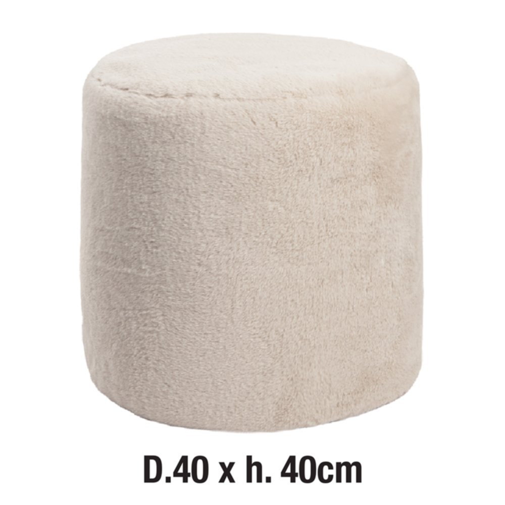 Pouf Rond Caresse Beige 40x40x40cm