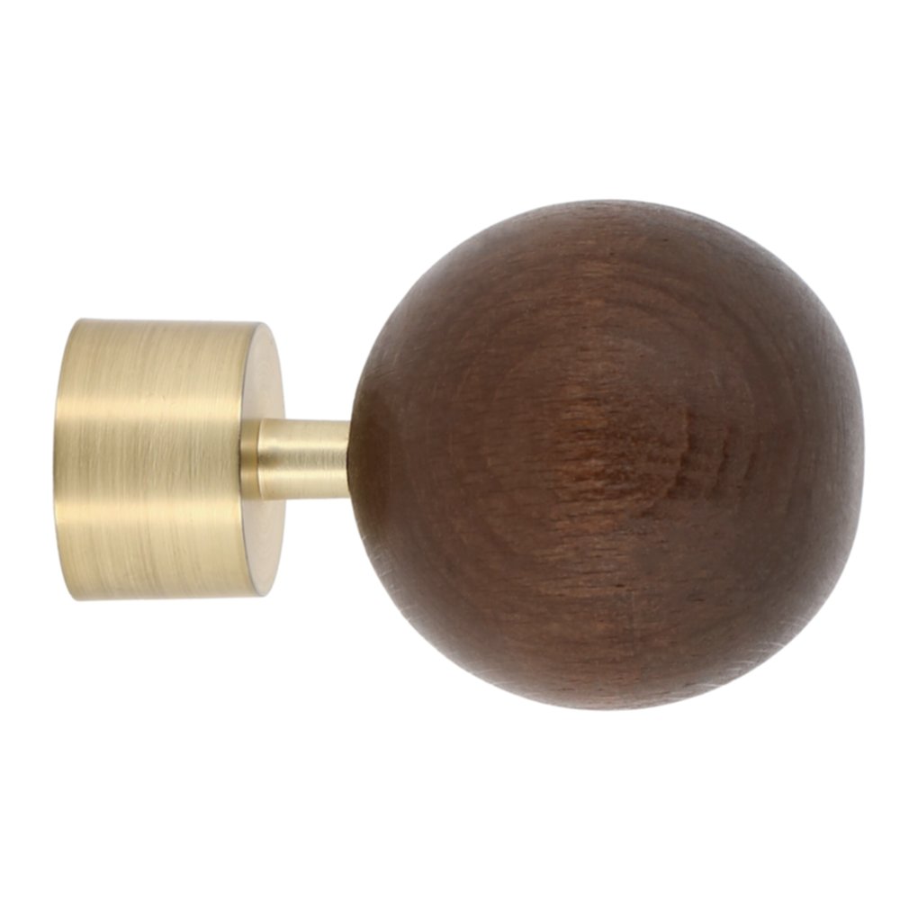 Embout sphère bois Ø28mm décor chêne foncé/doré mat - INVENTIV