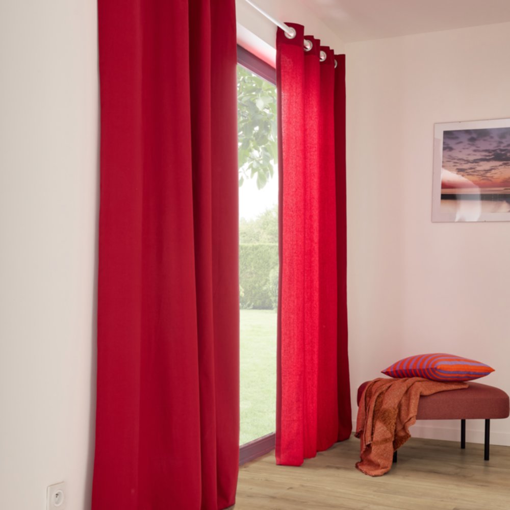 Rideau en coton Jaya rouge 140x240cm - INVENTIV